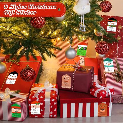 800 Pcs Christmas Gift Tag Stickers Self Adhesive Christmas Name Stickers roll Santa Claus Elk Christmas Sticker to from Label for Xmas Holiday Envelope Seals Presents Box Decoration (Chic Style) in Saudi Arabia