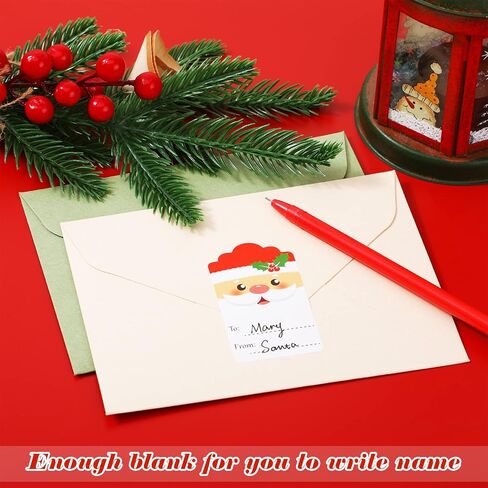 800 Pcs Christmas Gift Tag Stickers Self Adhesive Christmas Name Stickers roll Santa Claus Elk Christmas Sticker to from Label for Xmas Holiday Envelope Seals Presents Box Decoration (Chic Style) in Saudi Arabia