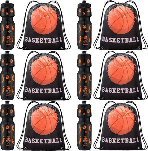Talltalk Basketball Party Favors 24 oz Basketball Water Bottle Gift for Basketball Team with Drawstring Bag Basketball Tumbler Cup Sports Themed Accessories for Events Gift Supplies(12 Pcs) in Saudi Arabia