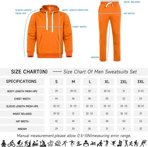 Men's Tracksuit 2 Piece Hoodie Sweat Athletic Sweatsuit Fleece Casual Running Jogging Sport Suit Sets in Saudi Arabia