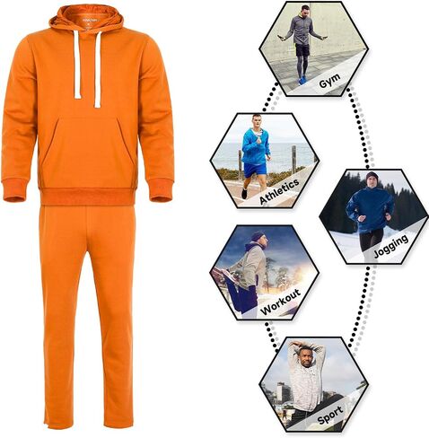 Men's Tracksuit 2 Piece Hoodie Sweat Athletic Sweatsuit Fleece Casual Running Jogging Sport Suit Sets in Saudi Arabia