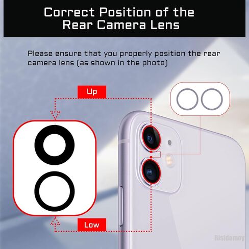 2 Sets for iPhone 11 Black Rear Camera Lens Bracket Replacement for iPhone11 Back Camera Glass Lens Frame Set Dual-Sided Adhesive with Assembly Repair Kit Tweezers A2111 A2223 A2221 in Saudi Arabia