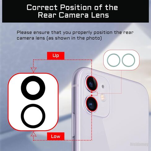 2 Sets for iPhone 11 Black Rear Camera Lens Bracket Replacement for iPhone11 Back Camera Glass Lens Frame Set Dual-Sided Adhesive with Assembly Repair Kit Tweezers A2111 A2223 A2221 in Saudi Arabia