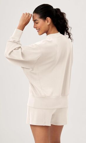 ODODOS Modal Soft Long Sleeve Oversized Sweatshirts for Women High Crew Neck Relaxed Pullover Tops in Kuwait