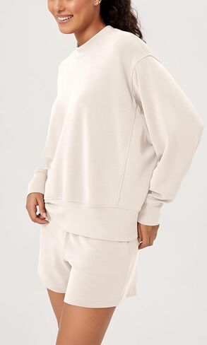 ODODOS Modal Soft Long Sleeve Oversized Sweatshirts for Women High Crew Neck Relaxed Pullover Tops in Kuwait