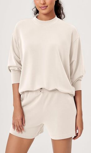 ODODOS Modal Soft Long Sleeve Oversized Sweatshirts for Women High Crew Neck Relaxed Pullover Tops in Kuwait
