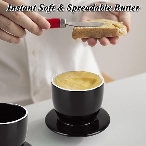 CYEAH Butter Crock with Lid, Ceramic Butter Dish Keeper for Spreadable Butter, Butter Keeper, Butter Storage, French Butter Dish Keeps the Butter Fresh Soft & Spreadable for Bread Lovers in Saudi Arabia