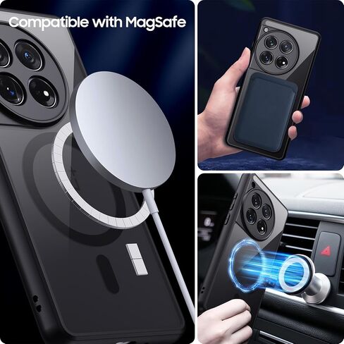 Magnetic for OnePlus 12 Case [Compatible with MagSafe] Translucent Matte Shockproof Phone Case with Camera Cover, One Plus 12 Slim Thin Yet Military Grade Drop Proof Silicone Bumper Case in Saudi Arabia