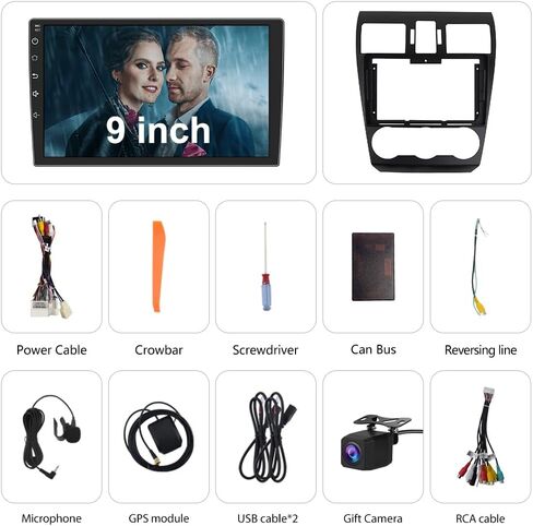 Car Radio Stereo Android 12 for Subaru Forester WRX Impreza 2013 2014 2015, 9 inch Touch Screen 2G+32G Head Unit with Carplay/Android Auto SWC GPS WiFi Bluetooth FM RDS AM DSP in Saudi Arabia