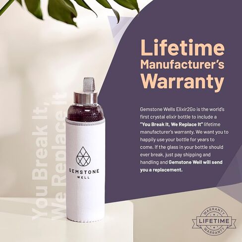 Crystal Water Bottle Elixir Set | Includes Authentic Green Beryl & Clear Quartz Healing Crystals | Black Neoprene Sleeve | Drink Gem Infused Water On The Go in Saudi Arabia