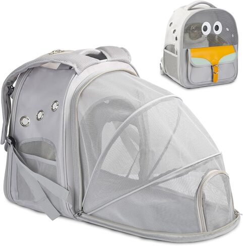 Cat Carrier Backpack, Collapsible Cat Backpack Carrier Soft Sided for Small and Medium Dog and Cats, Portable Expandable Pet Carrier with Breathable Mesh for Travel Hiking Camping Outdoor，Beige in Saudi Arabia