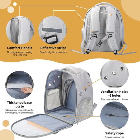 Cat Carrier Backpack, Collapsible Cat Backpack Carrier Soft Sided for Small and Medium Dog and Cats, Portable Expandable Pet Carrier with Breathable Mesh for Travel Hiking Camping Outdoor，Beige in Saudi Arabia