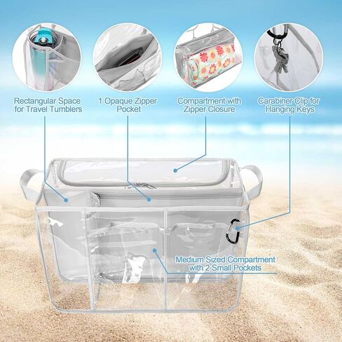 Clear Beach Bag Organizer Insert Compatible with BOGG BAG Original X Large, Zipper Organizer Liner Compatible with BOGG BAG Original X Large, Insert Divider Pouch with 2 Compartments, Black in Saudi Arabia
