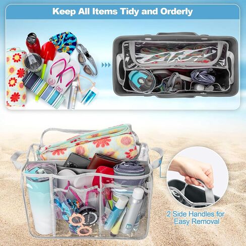 Clear Beach Bag Organizer Insert Compatible with BOGG BAG Original X Large, Zipper Organizer Liner Compatible with BOGG BAG Original X Large, Insert Divider Pouch with 2 Compartments, Black in Saudi Arabia