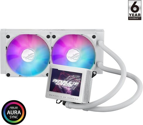 ASUS ROG Ryujin III 360 ARGB WHT All-in-one Liquid CPU Cooler with 360mm Radiator. Asetek 8th gen Pump, 3X Magnetic 120mm ARGB Fans (Daisy Chain Design), 3.5" LCD Display. , WHITE in Kuwait
