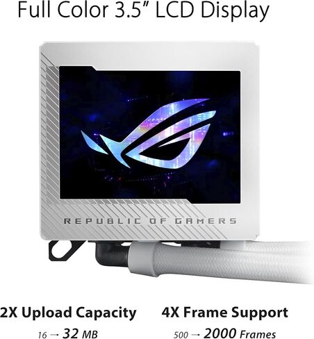 ASUS ROG Ryujin III 360 ARGB WHT All-in-one Liquid CPU Cooler with 360mm Radiator. Asetek 8th gen Pump, 3X Magnetic 120mm ARGB Fans (Daisy Chain Design), 3.5" LCD Display. , WHITE in Kuwait