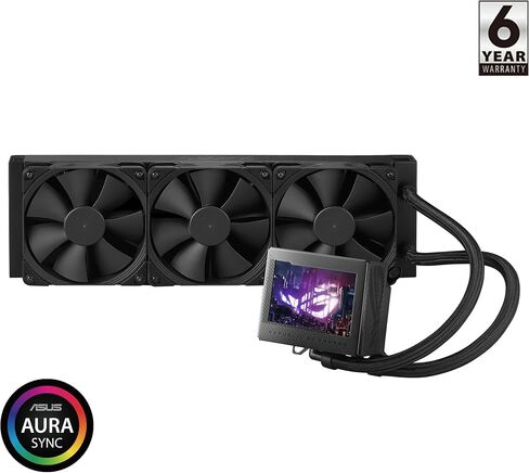 ASUS ROG Ryujin III 360 ARGB WHT مبرد وحدة المعالجة المركزية السائل الكل في واحد مع مشعاع 360 مم. مضخة Asetek الجيل الثامن، 3 مراوح ARGB مغناطيسية 120 مم (تصميم سلسلة ديزي)، شاشة LCD 3.5 بوصة، أبيض in Kuwait