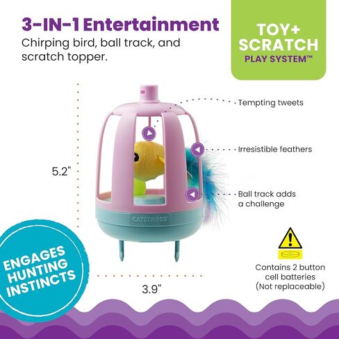 Catstages Cat Tunnel Scratcher with Feather Spring Toy and Removable Tunnel, Mlt in Saudi Arabia