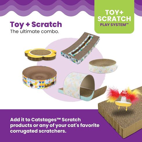 Catstages Cat Tunnel Scratcher with Feather Spring Toy and Removable Tunnel, Mlt in Saudi Arabia