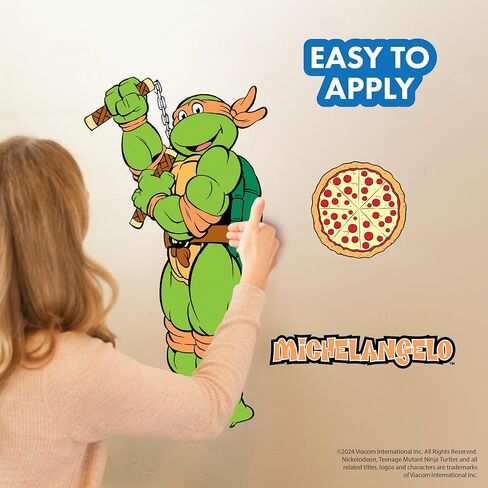 ملصقات جدارية لسلاحف النينجا - مجموعة من 10 ملصقات حائط من الفينيل TMNT لتزيين غرفة النوم - ديكور غرفة قابل للتقشير واللصق باللون الأحمر والأخضر والأزرق والأرجواني in Saudi Arabia