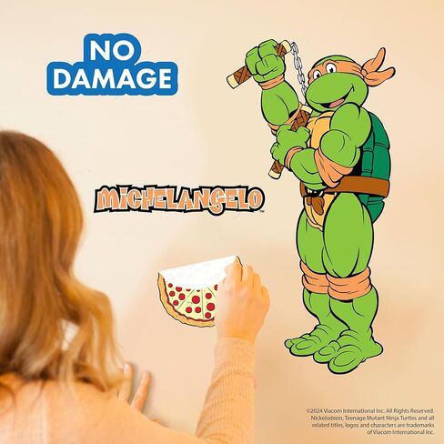 ملصقات جدارية لسلاحف النينجا - مجموعة من 10 ملصقات حائط من الفينيل TMNT لتزيين غرفة النوم - ديكور غرفة قابل للتقشير واللصق باللون الأحمر والأخضر والأزرق والأرجواني in Saudi Arabia