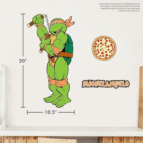 ملصقات جدارية لسلاحف النينجا - مجموعة من 10 ملصقات حائط من الفينيل TMNT لتزيين غرفة النوم - ديكور غرفة قابل للتقشير واللصق باللون الأحمر والأخضر والأزرق والأرجواني in Saudi Arabia