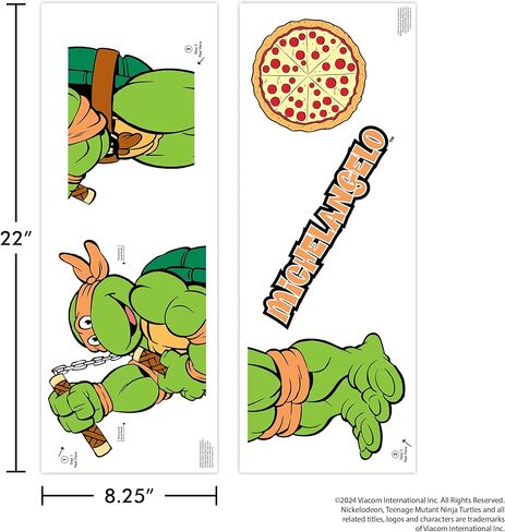 ملصقات جدارية لسلاحف النينجا - مجموعة من 10 ملصقات حائط من الفينيل TMNT لتزيين غرفة النوم - ديكور غرفة قابل للتقشير واللصق باللون الأحمر والأخضر والأزرق والأرجواني in Saudi Arabia