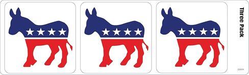 Gear Tatz - 3 Pack Bumper Stickers - Democrats Donkey Logo, Election - 3 x 3 inch Each - Professionally Made in USA - Vinyl Decal in Saudi Arabia