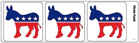 Gear Tatz - 3 Pack Bumper Stickers - Democrats Donkey Logo, Election - 3 x 3 inch Each - Professionally Made in USA - Vinyl Decal in Saudi Arabia