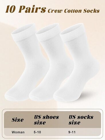 10 أزواج من الجوارب النسائية الناعمة المصنوعة من القطن، جوارب مريحة تسمح بالتهوية، جورب منتصف الساق للحمل وكبار السن in Kuwait
