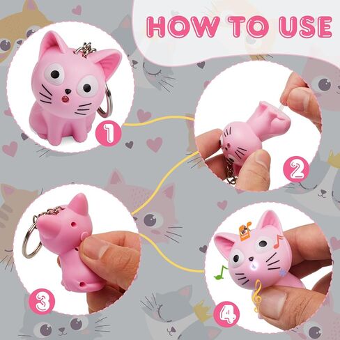 LED Cute Kitty Cat Keychain with Sound and Flashlight Lover Gift Child Toy in Kuwait