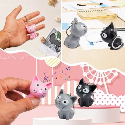 LED Cute Kitty Cat Keychain with Sound and Flashlight Lover Gift Child Toy in Kuwait