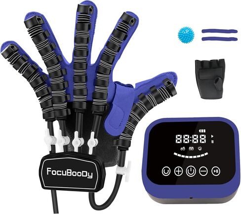 Hand Rehabilitation Robot Gloves Mobility Finger Training Equipment For Hemiplegia Stroke Cerebral Palsy Patient with USB Chargeable Left(Blue L) in Saudi Arabia