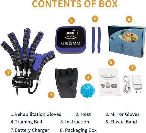 Hand Rehabilitation Robot Gloves Mobility Finger Training Equipment For Hemiplegia Stroke Cerebral Palsy Patient with USB Chargeable Left(Blue L) in Saudi Arabia