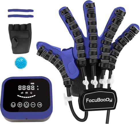 Hand Rehabilitation Robot Gloves Mobility Finger Training Equipment For Hemiplegia Stroke Cerebral Palsy Patient with USB Chargeable Left(Blue L) in Saudi Arabia