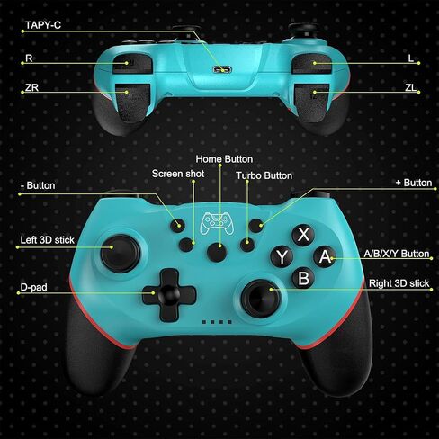 Diswoe Upgraded Wireless Controller for Switch/Lite/OLED Pro Controller for Switch Remote Joystick Gamepad Supports Wake up, Gyro Axis, Turbo, Dual Vibration and Screenshot Function in Saudi Arabia