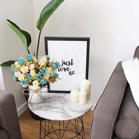 Artificial Flower in Vase,Ceramics Vase with Silk Flower Arrangements Table Centerpieces Wedding Flower Bouquets for Office Meeting Room Home Décor Decoration(Blue) in Saudi Arabia