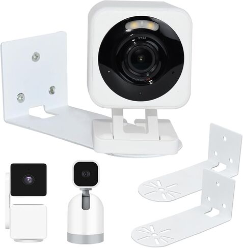 حامل كاميرا على الحائط من TEKCAM متوافق مع WYZE Cam Pan V3/V2، حامل كاميرا أمان مكون من قطعتين، دعامة تثبيت على الحائط للكاميرا المعدنية، تركيب الحفر in Kuwait