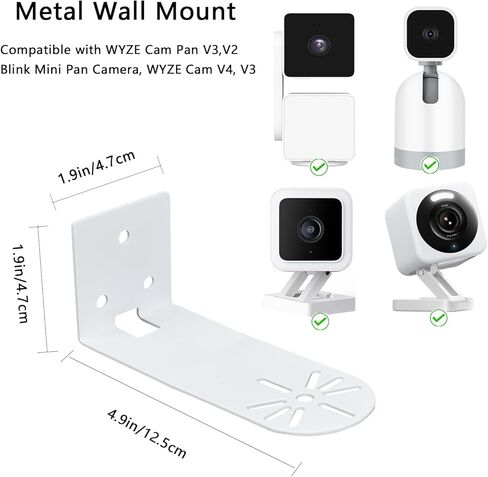 حامل كاميرا على الحائط من TEKCAM متوافق مع WYZE Cam Pan V3/V2، حامل كاميرا أمان مكون من قطعتين، دعامة تثبيت على الحائط للكاميرا المعدنية، تركيب الحفر in Kuwait