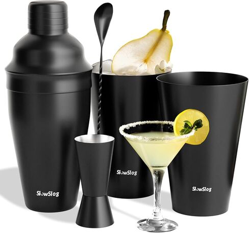 مجموعة شيكر الكوكتيل مع أكواب، طقم نادل ميكسولوجي، مجموعة كوكتيل لخلط المشروبات، مجموعة ميكسولوجي لنادل المنزل، مجموعة بار منزلي، ذهبي وردي in Kuwait