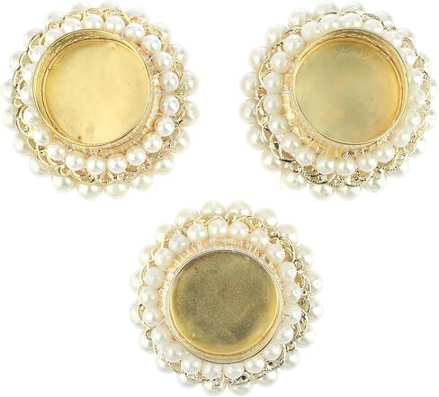 Set of 4 White Pearl Moti Design T Light Holder Candle Stand Tealight T-Light Holders for Festival Decorations Lighting Accessories Wedding Home Decor (Without Wax) in Kuwait