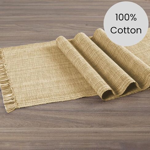 Table Runner 60 inch Long - Farmhouse Table Runner for Wedding Parties BBQ's Everyday Holidays - 100% Cotton 13x60 inches Rustic Dining Table Runner Natural in Saudi Arabia