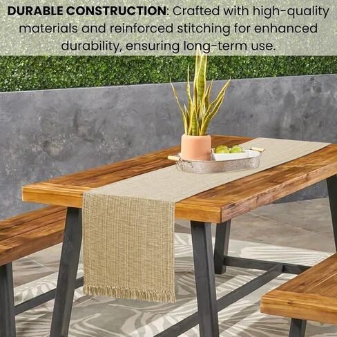 Table Runner 60 inch Long - Farmhouse Table Runner for Wedding Parties BBQ's Everyday Holidays - 100% Cotton 13x60 inches Rustic Dining Table Runner Natural in Saudi Arabia