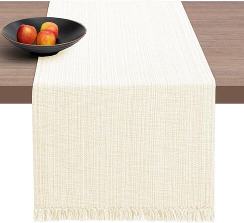 Table Runner 60 inch Long - Farmhouse Table Runner for Wedding Parties BBQ's Everyday Holidays - 100% Cotton 13x60 inches Rustic Dining Table Runner Natural in Saudi Arabia