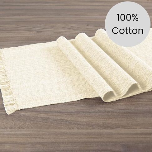 Table Runner 60 inch Long - Farmhouse Table Runner for Wedding Parties BBQ's Everyday Holidays - 100% Cotton 13x60 inches Rustic Dining Table Runner Natural in Saudi Arabia
