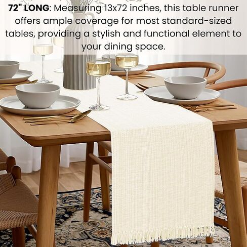 Table Runner 60 inch Long - Farmhouse Table Runner for Wedding Parties BBQ's Everyday Holidays - 100% Cotton 13x60 inches Rustic Dining Table Runner Natural in Saudi Arabia