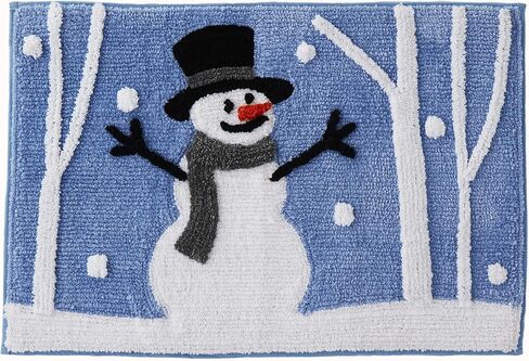 SKL Home Christmas Winter Friends Snowman Rug for Bath/Kitchen & Gift, Blue in Saudi Arabia