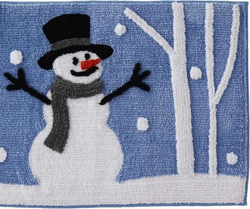 SKL Home Christmas Winter Friends Snowman Rug for Bath/Kitchen & Gift, Blue in Saudi Arabia