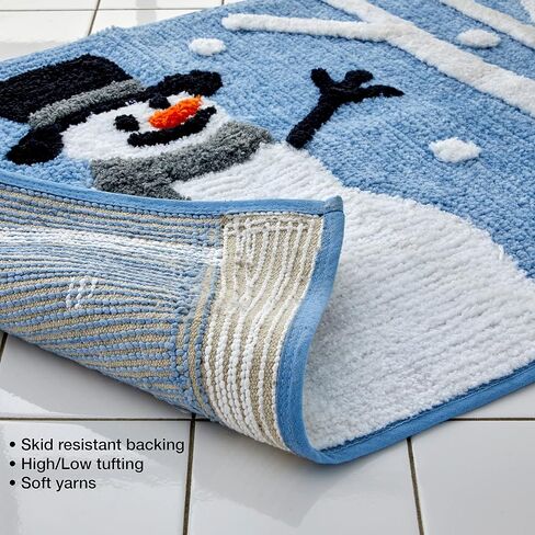 SKL Home Christmas Winter Friends Snowman Rug for Bath/Kitchen & Gift, Blue in Saudi Arabia