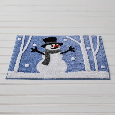 SKL Home Christmas Winter Friends Snowman Rug for Bath/Kitchen & Gift, Blue in Saudi Arabia